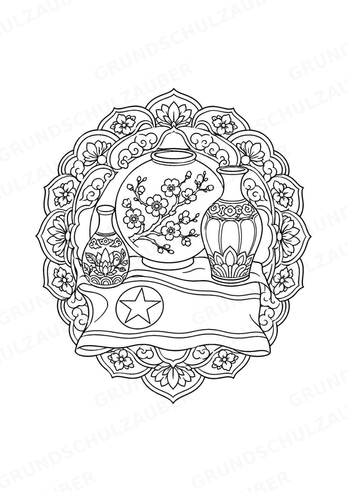 Nordkorea Mandalas Ausmalbilder – Länder und Kulturen – 15 Malvorlagen – Materialseite 11