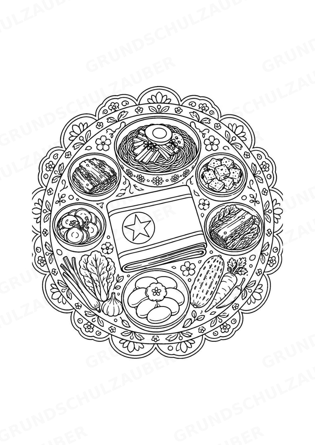 Nordkorea Mandalas Ausmalbilder – Länder und Kulturen – 15 Malvorlagen – Materialseite 14