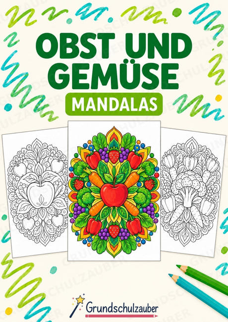 Obst & Gemüse Mandalas Ausmalbilder – Gemüse – 15 Malvorlagen – Cover