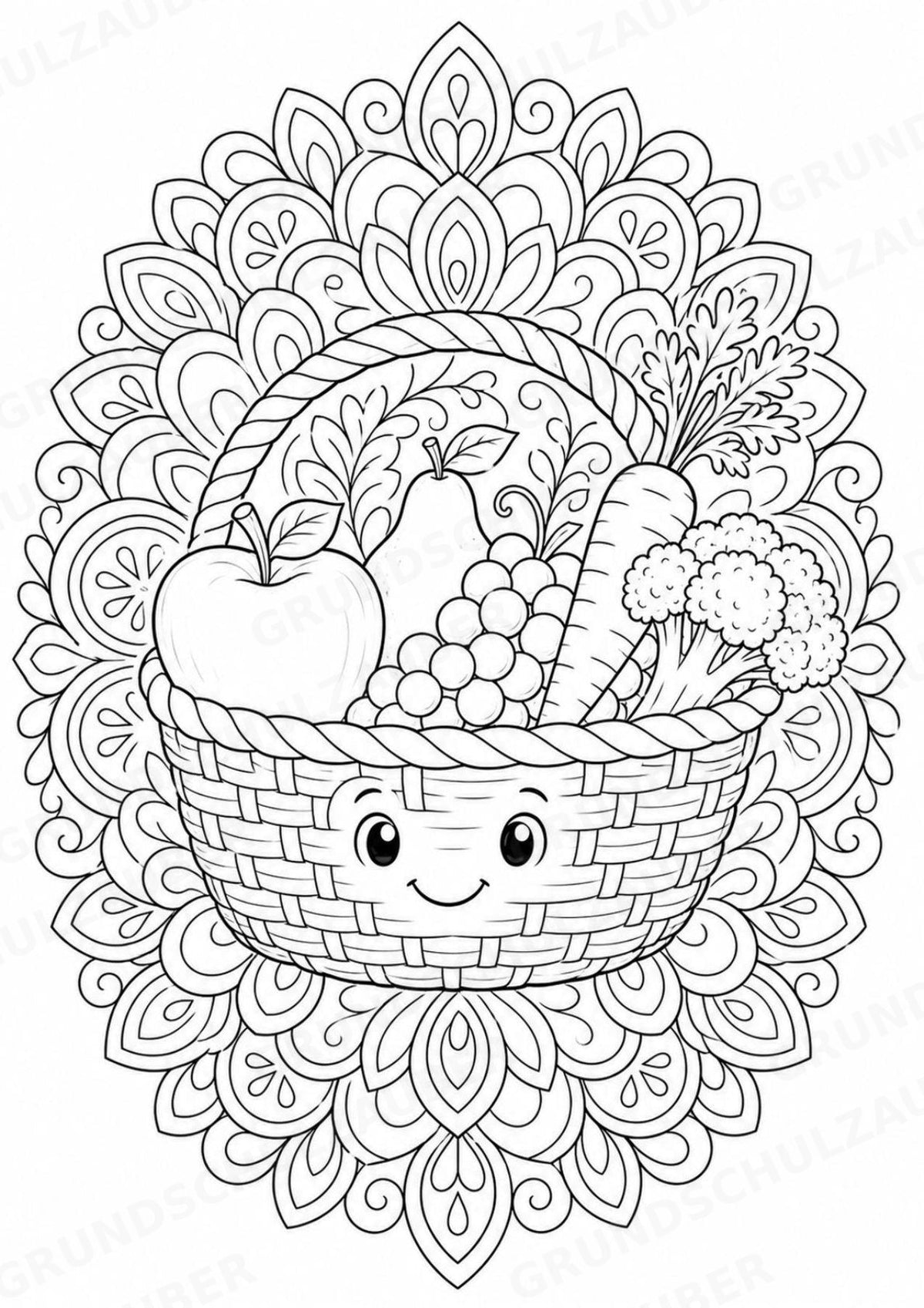 Obst & Gemüse Mandalas Ausmalbilder – Gemüse – 15 Malvorlagen – Materialseite 2