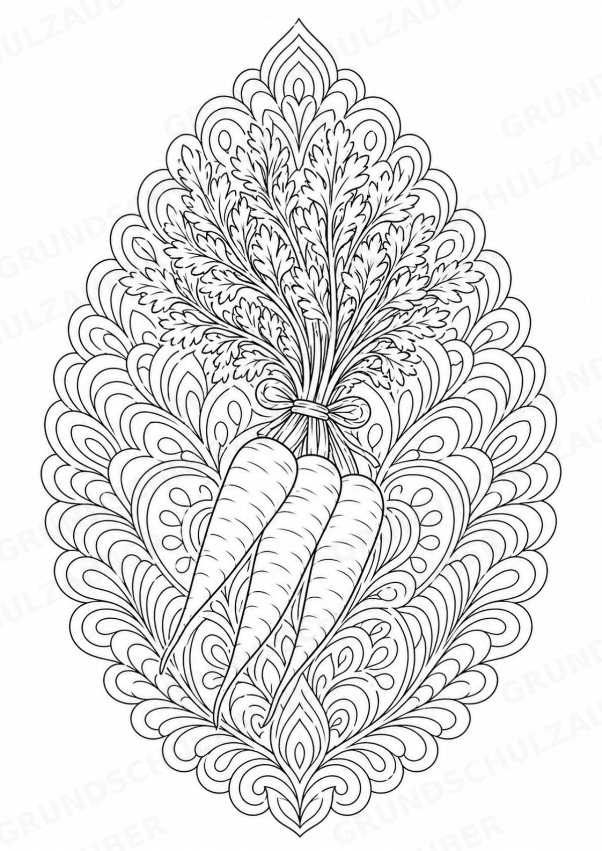 Obst & Gemüse Mandalas Ausmalbilder – Gemüse – 15 Malvorlagen – Materialseite 4