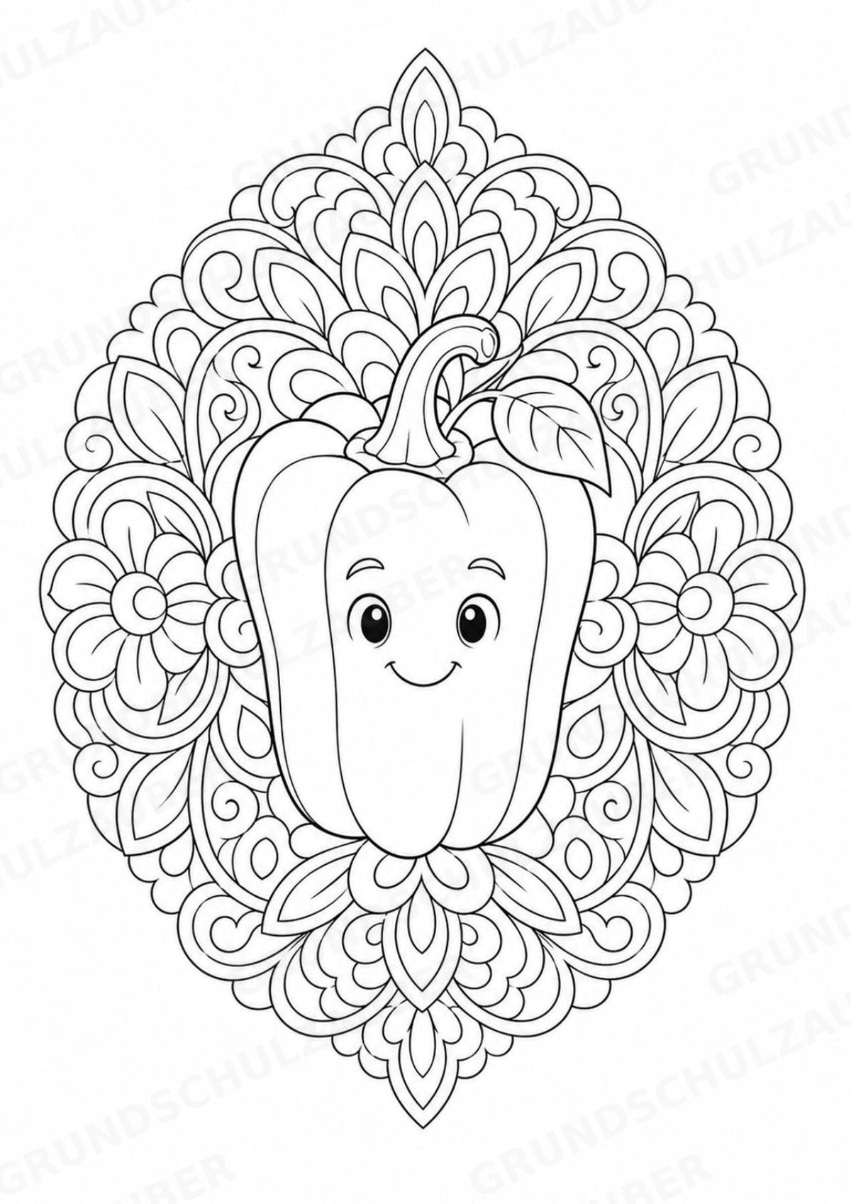 Obst & Gemüse Mandalas Ausmalbilder – Gemüse – 15 Malvorlagen – Materialseite 11