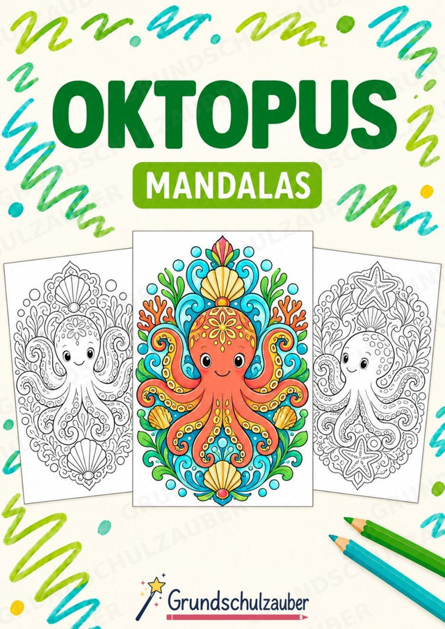 Oktopus Mandalas Ausmalbilder – Tiere – 15 Malvorlagen – Cover