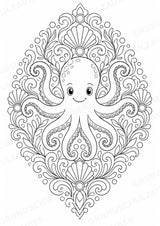 Oktopus Mandalas Ausmalbilder – Tiere – 15 Malvorlagen – Materialseite 2