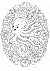 Oktopus Mandalas Ausmalbilder – Tiere – 15 Malvorlagen – Materialseite 3