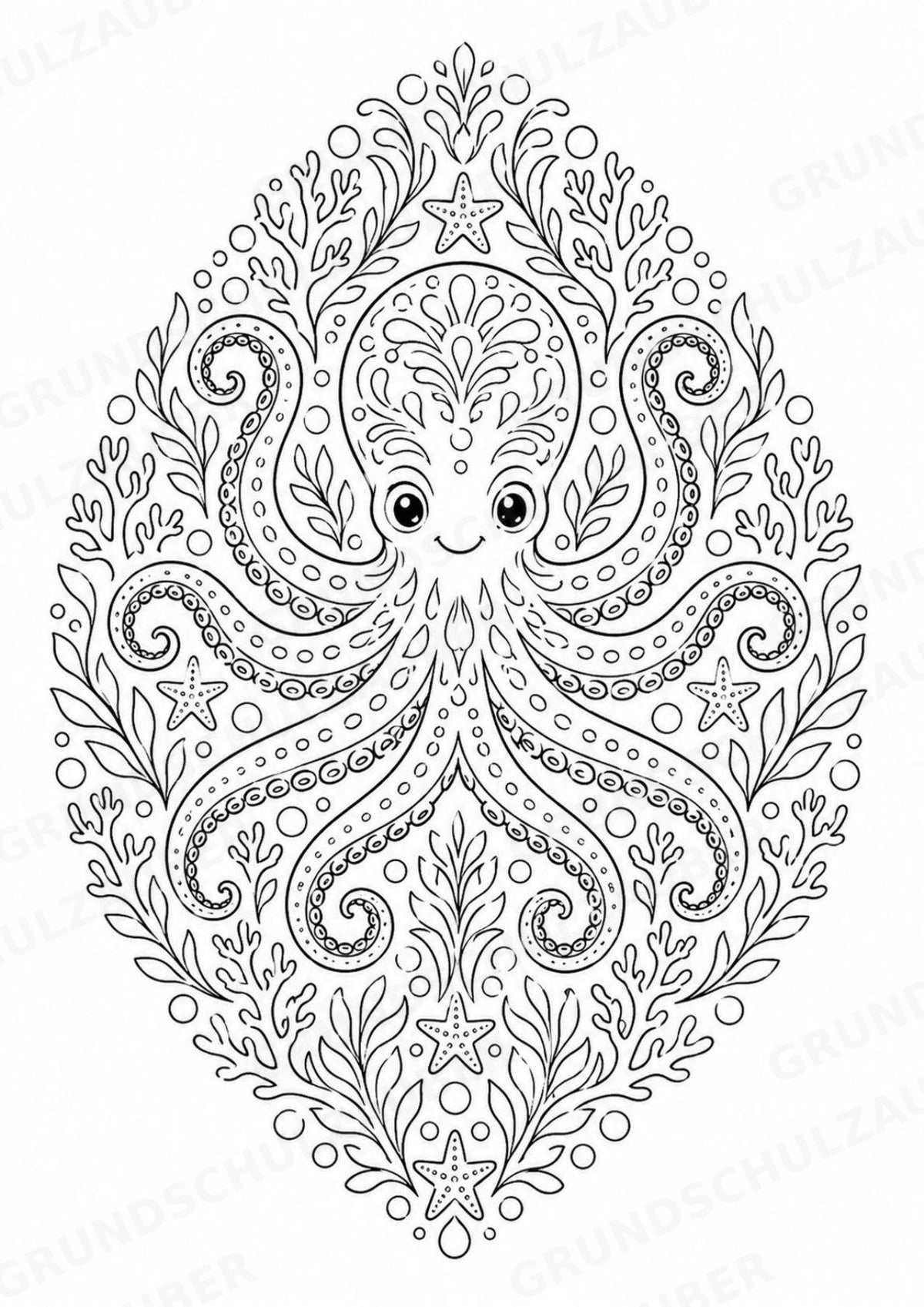Oktopus Mandalas Ausmalbilder – Tiere – 15 Malvorlagen – Materialseite 5