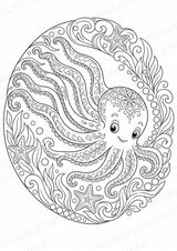 Oktopus Mandalas Ausmalbilder – Tiere – 15 Malvorlagen – Materialseite 8