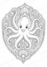 Oktopus Mandalas Ausmalbilder – Tiere – 15 Malvorlagen – Materialseite 10
