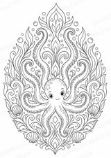 Oktopus Mandalas Ausmalbilder – Tiere – 15 Malvorlagen – Materialseite 11