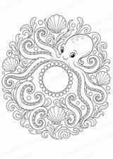 Oktopus Mandalas Ausmalbilder – Tiere – 15 Malvorlagen – Materialseite 13