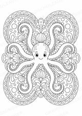 Oktopus Mandalas Ausmalbilder – Tiere – 15 Malvorlagen – Materialseite 16
