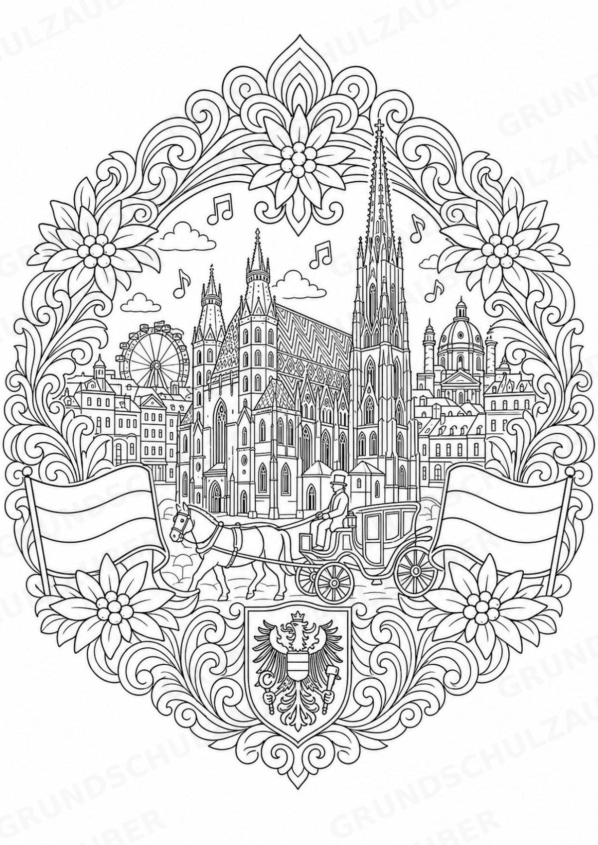 Österreich Mandalas Ausmalbilder – Länder und Kulturen – 15 Malvorlagen – Materialseite 2