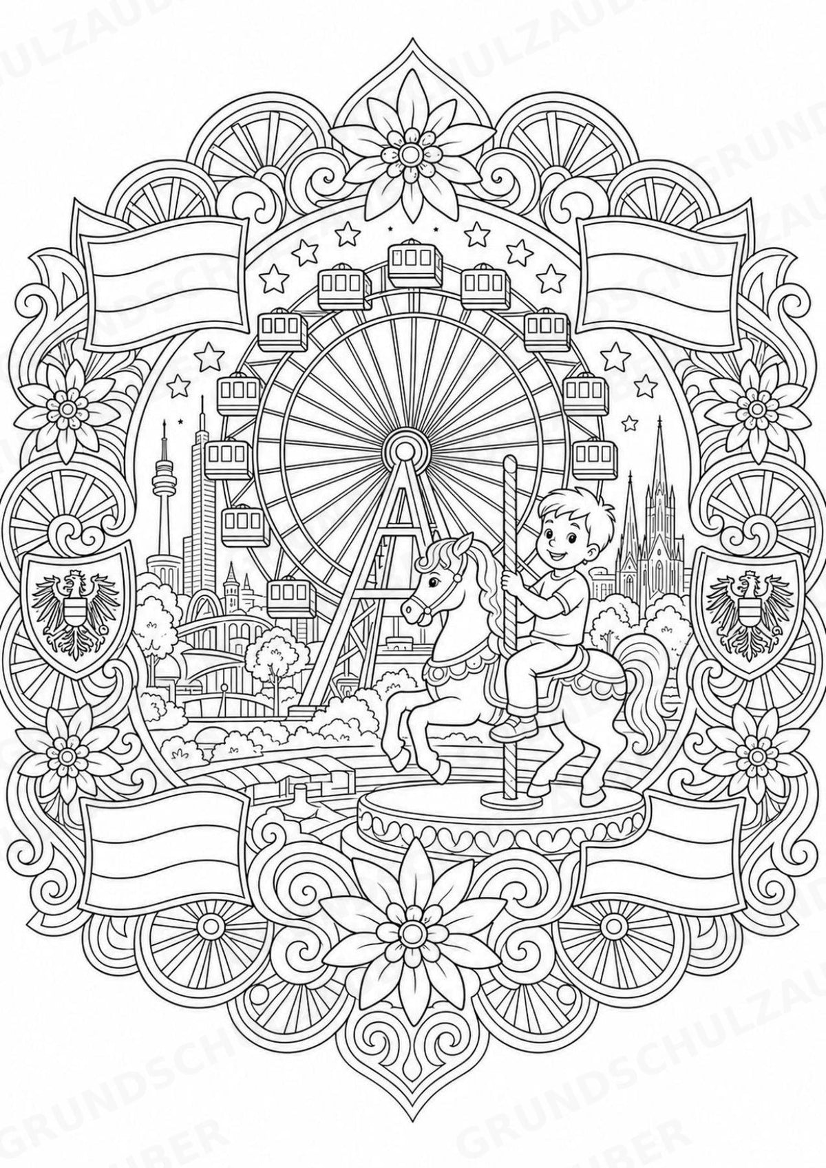 Österreich Mandalas Ausmalbilder – Länder und Kulturen – 15 Malvorlagen – Materialseite 14