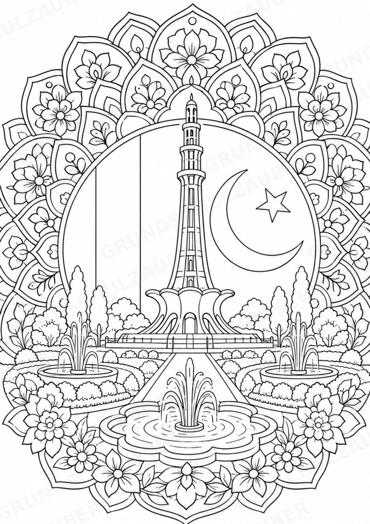 Pakistan Mandalas Ausmalbilder – Länder und Kulturen – 15 Malvorlagen – Materialseite 3
