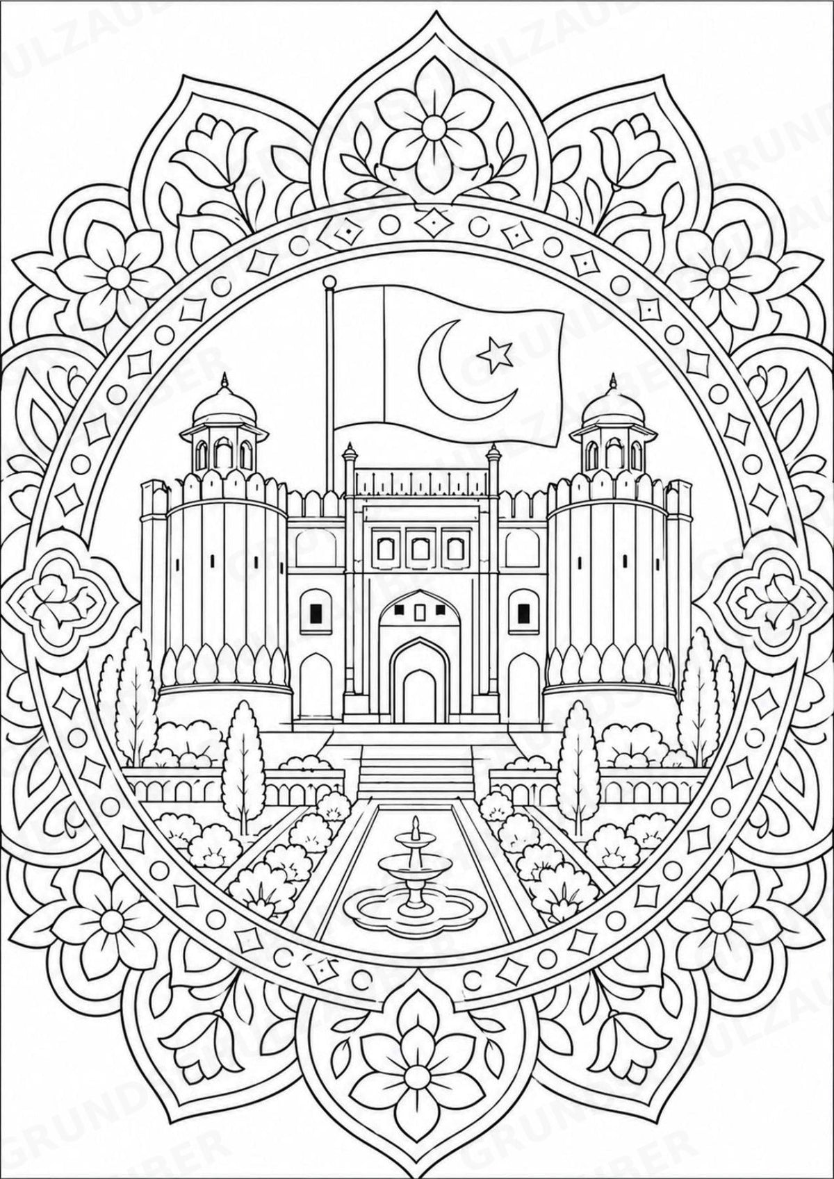 Pakistan Mandalas Ausmalbilder – Länder und Kulturen – 15 Malvorlagen – Materialseite 4