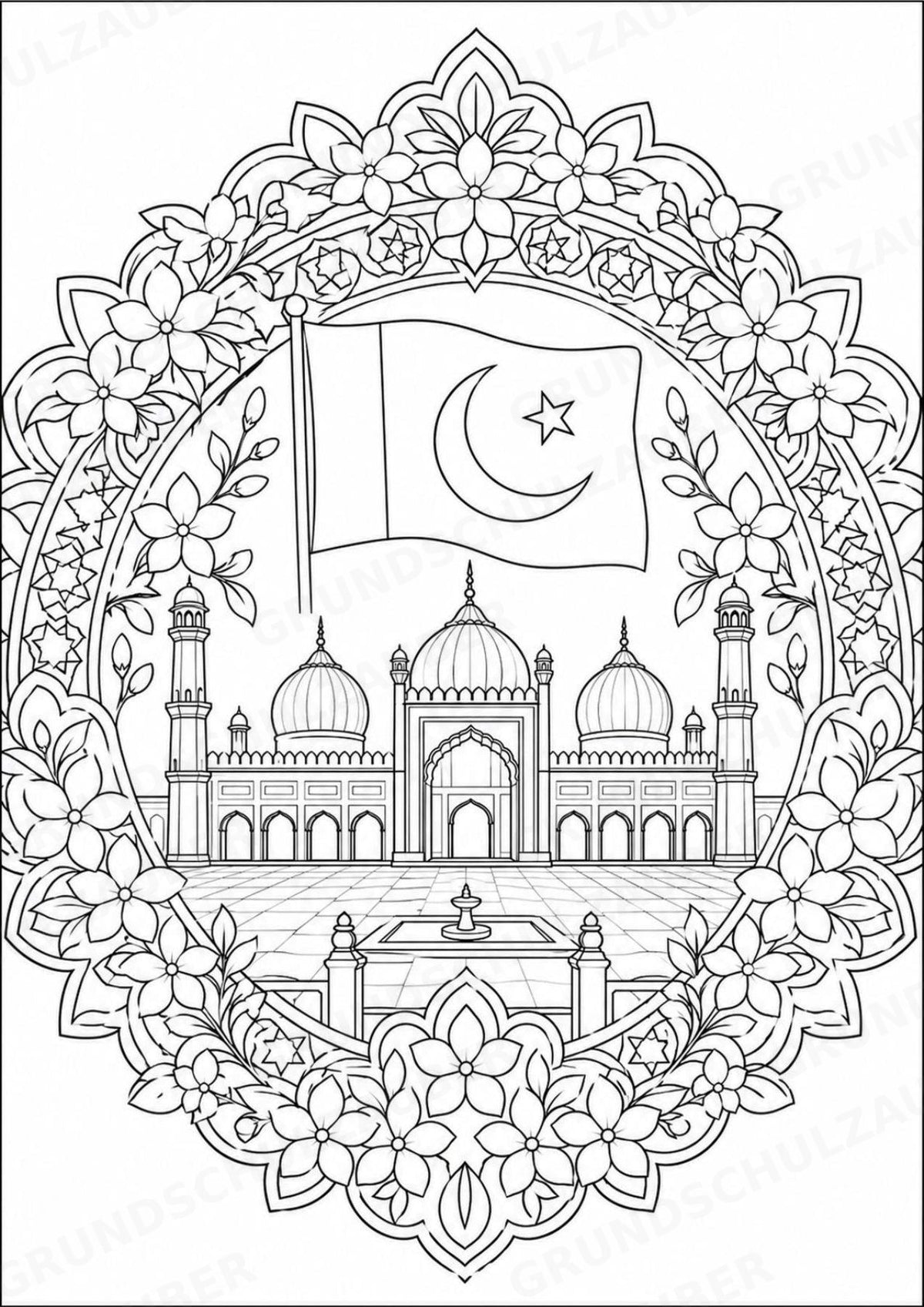 Pakistan Mandalas Ausmalbilder – Länder und Kulturen – 15 Malvorlagen – Materialseite 5
