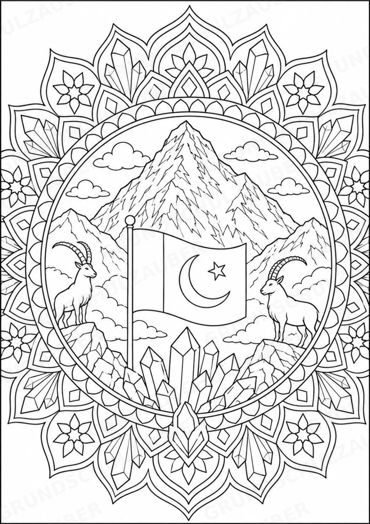 Pakistan Mandalas Ausmalbilder – Länder und Kulturen – 15 Malvorlagen – Materialseite 7