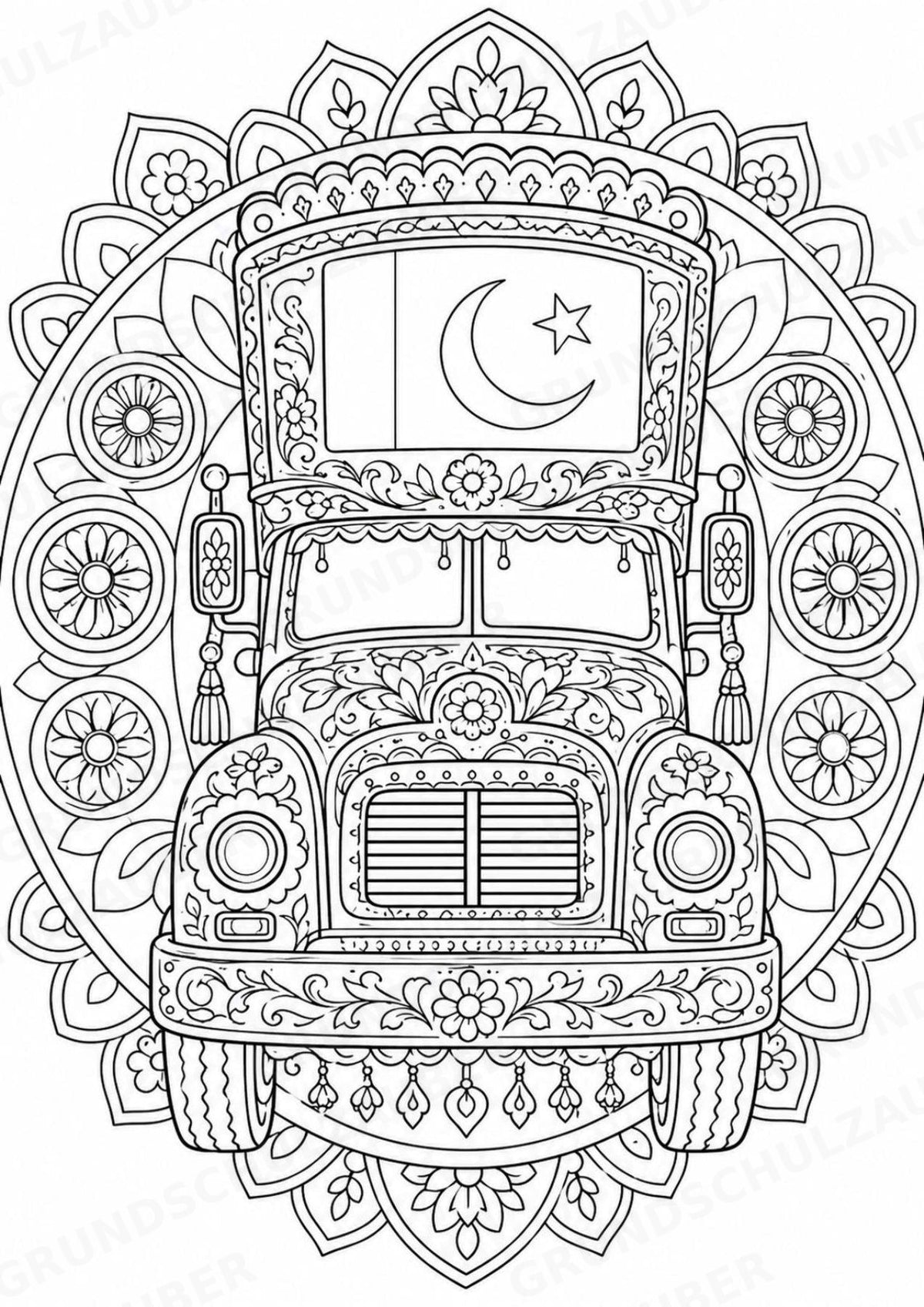 Pakistan Mandalas Ausmalbilder – Länder und Kulturen – 15 Malvorlagen – Materialseite 8