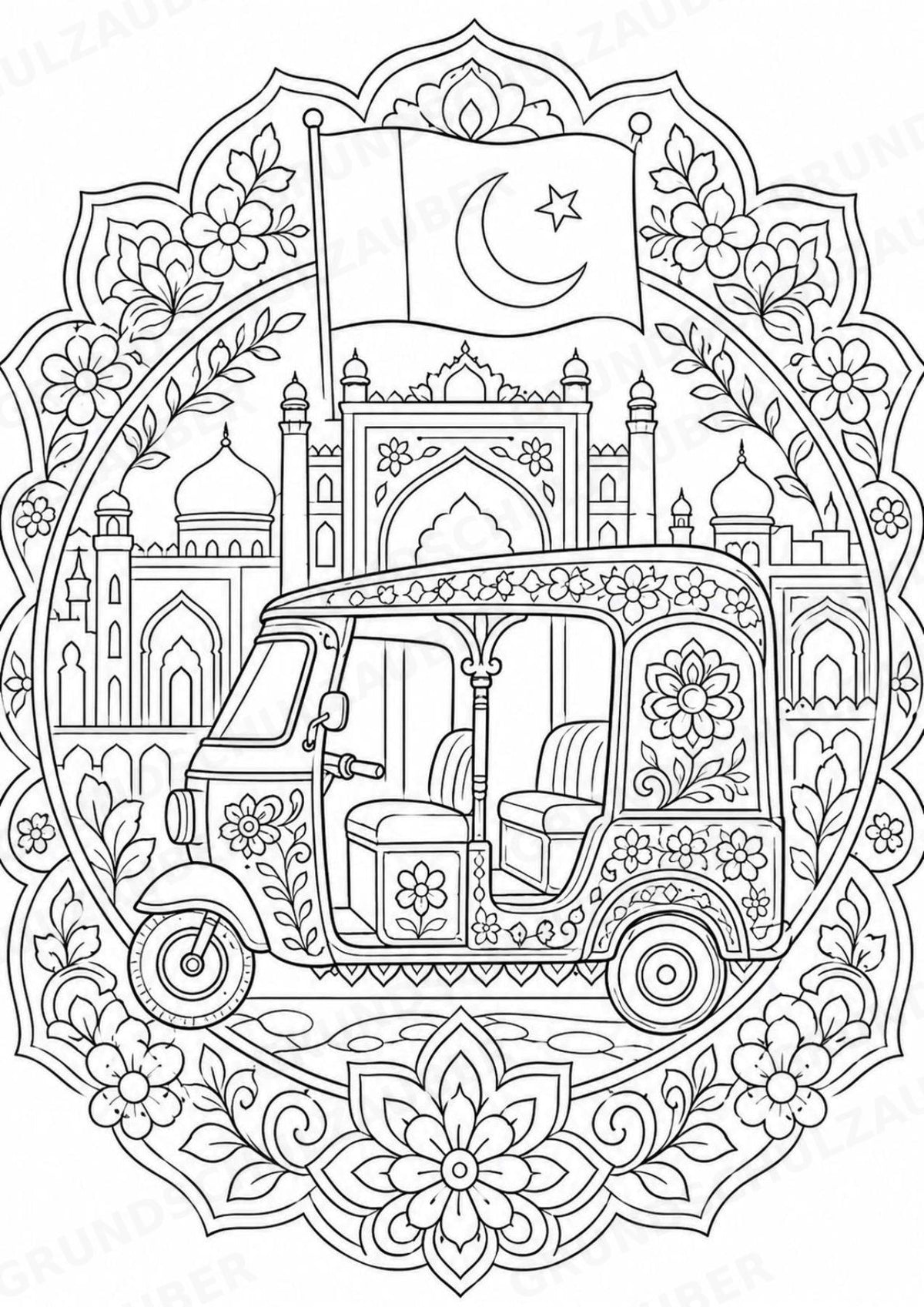Pakistan Mandalas Ausmalbilder – Länder und Kulturen – 15 Malvorlagen – Materialseite 10