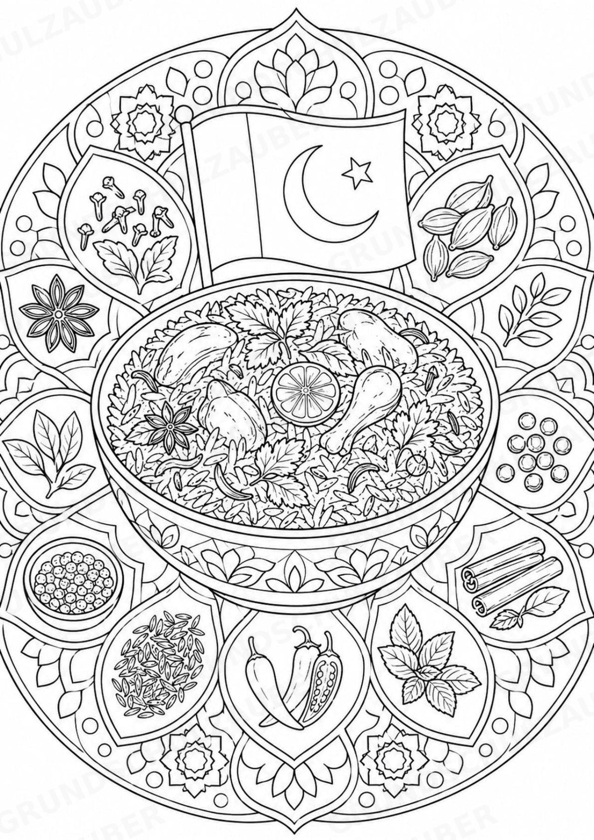 Pakistan Mandalas Ausmalbilder – Länder und Kulturen – 15 Malvorlagen – Materialseite 11