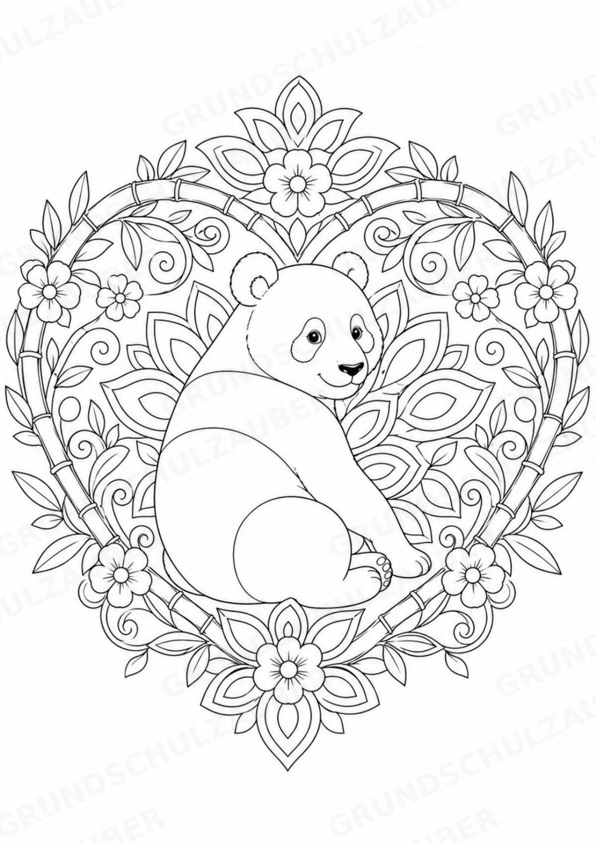 Panda Mandalas Ausmalbilder – Tiere – 15 Malvorlagen – Materialseite 6