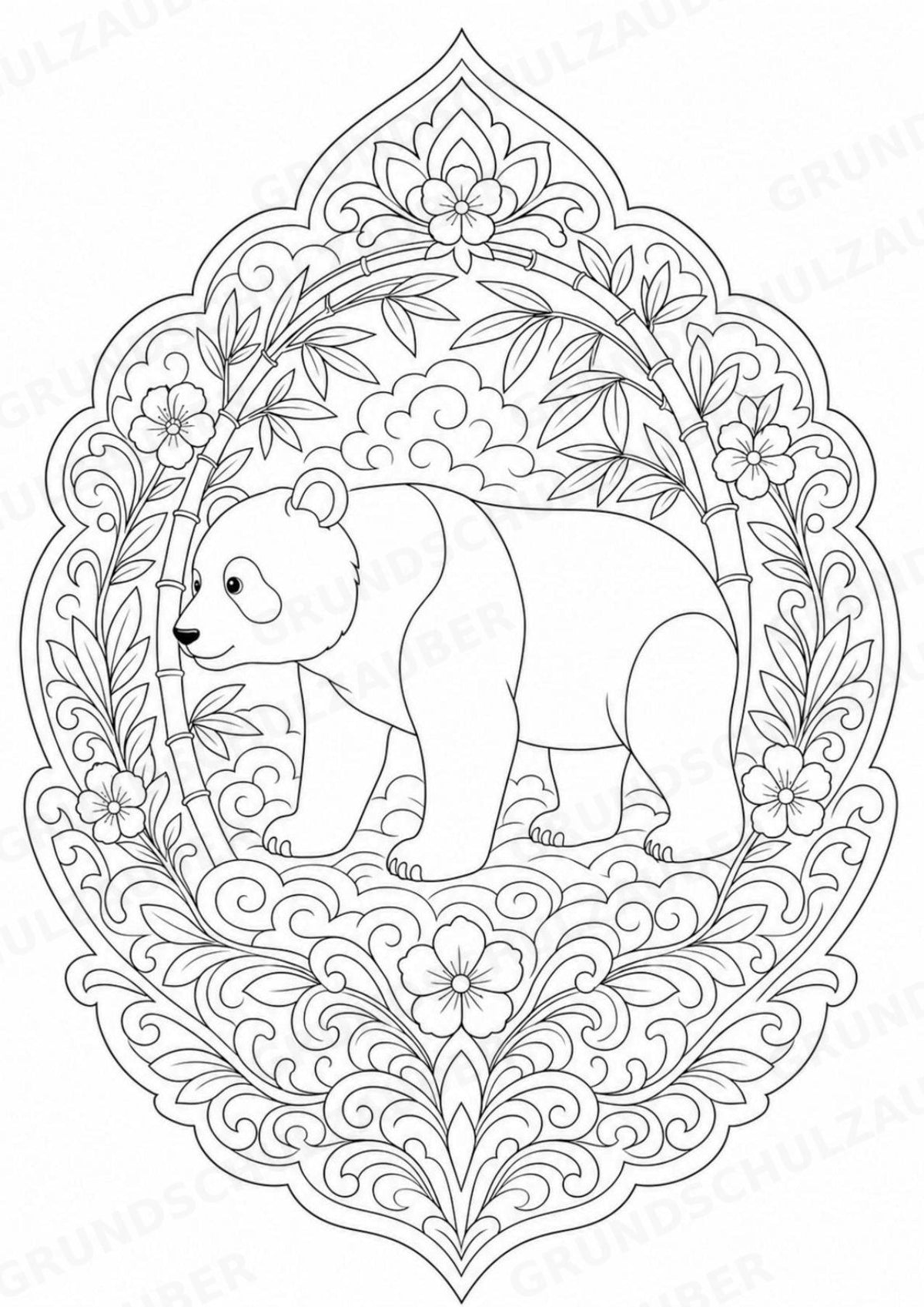 Panda Mandalas Ausmalbilder – Tiere – 15 Malvorlagen – Materialseite 10