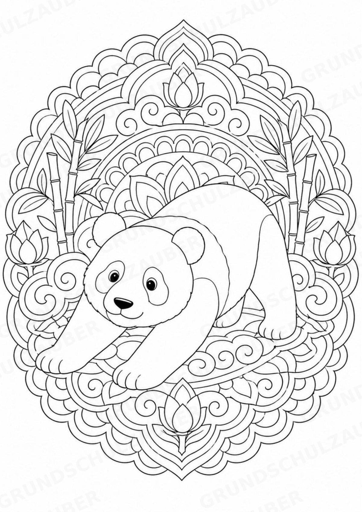 Panda Mandalas Ausmalbilder – Tiere – 15 Malvorlagen – Materialseite 14