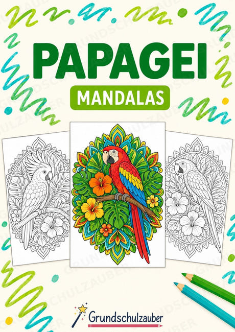 Papagei Mandalas Ausmalbilder – Tiere – 15 Malvorlagen – Cover