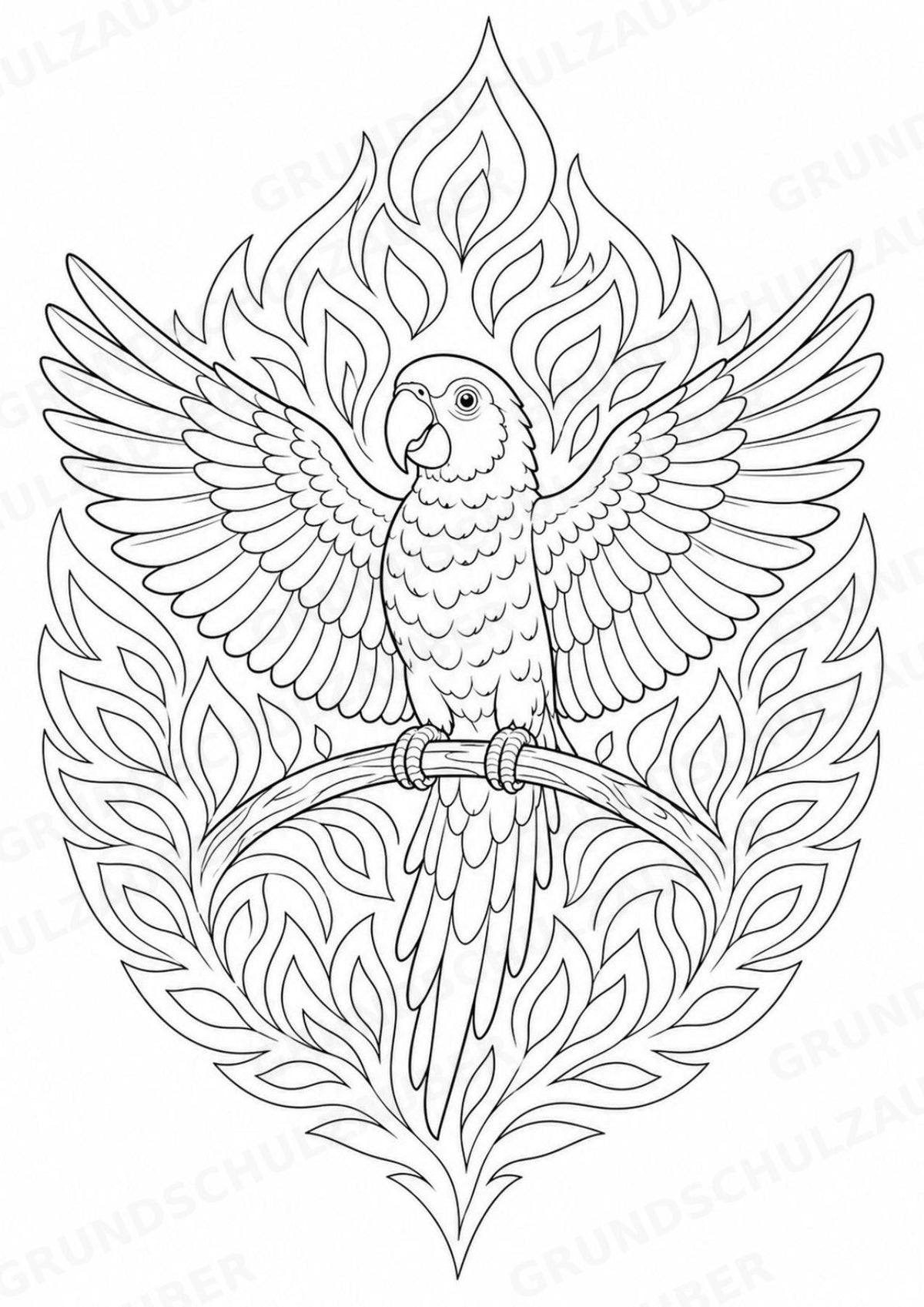 Papagei Mandalas Ausmalbilder – Tiere – 15 Malvorlagen – Materialseite 6