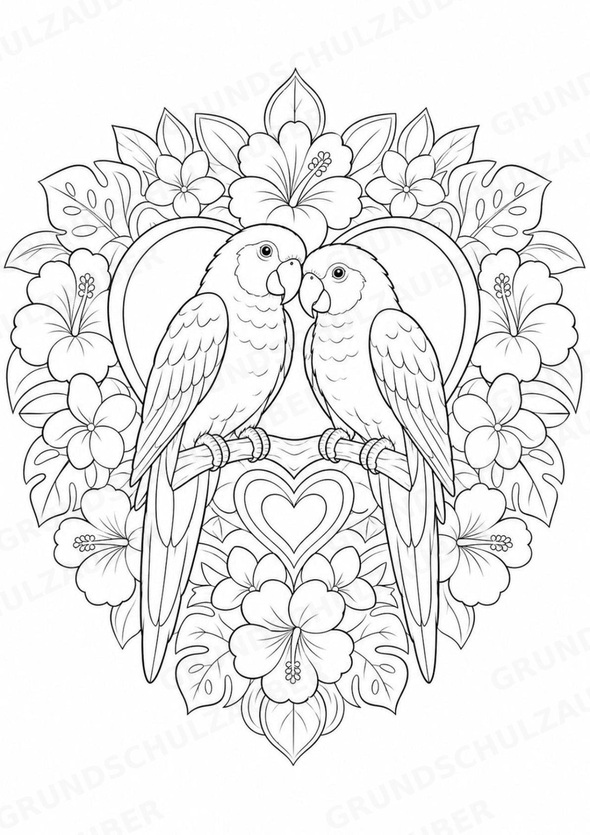 Papagei Mandalas Ausmalbilder – Tiere – 15 Malvorlagen – Materialseite 8
