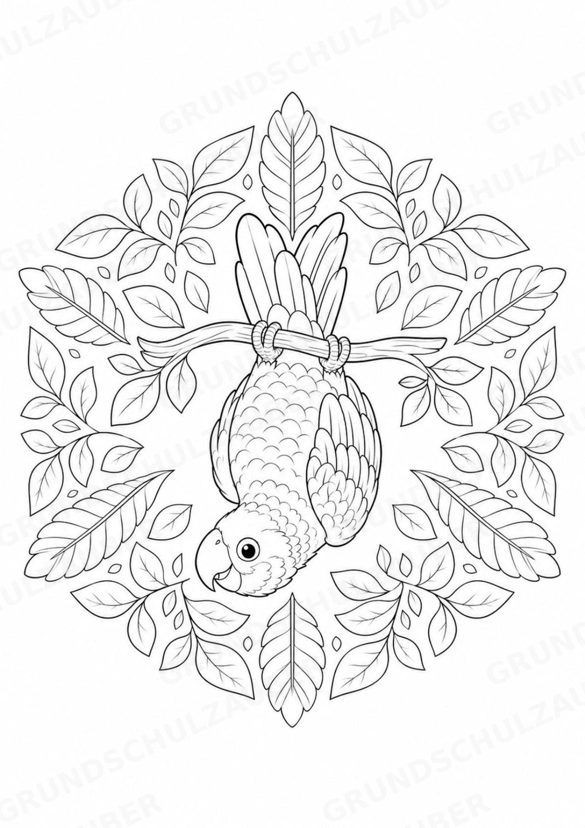 Papagei Mandalas Ausmalbilder – Tiere – 15 Malvorlagen – Materialseite 11