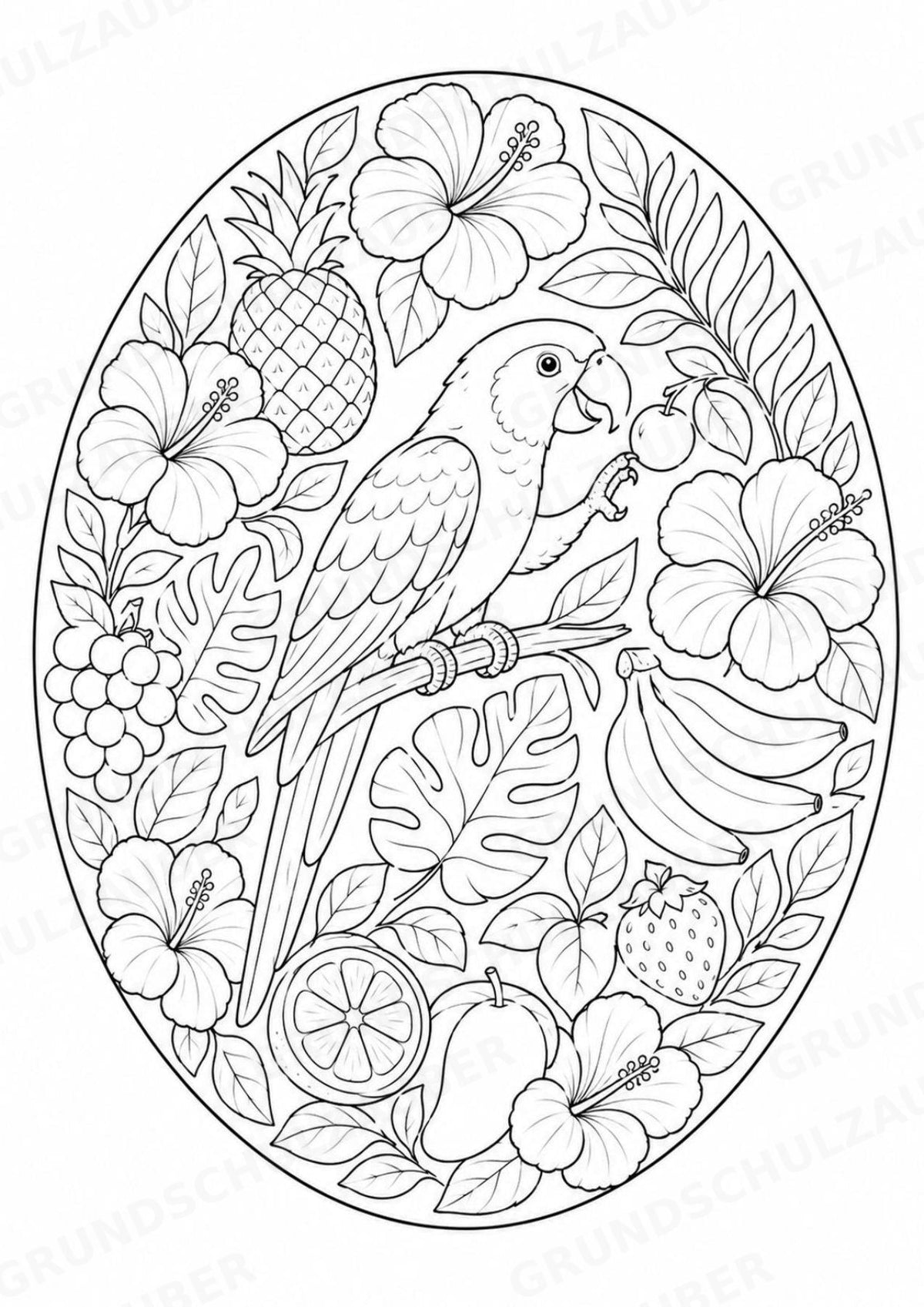 Papagei Mandalas Ausmalbilder – Tiere – 15 Malvorlagen – Materialseite 14
