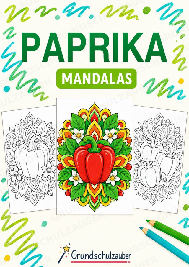 Paprika Mandalas Ausmalbilder – Gemüse – 15 Malvorlagen – Cover