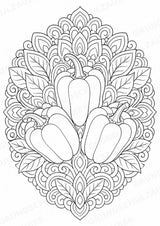 Paprika Mandalas Ausmalbilder – Gemüse – 15 Malvorlagen – Materialseite 4