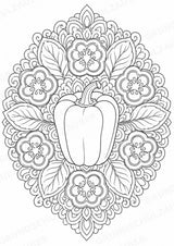 Paprika Mandalas Ausmalbilder – Gemüse – 15 Malvorlagen – Materialseite 16