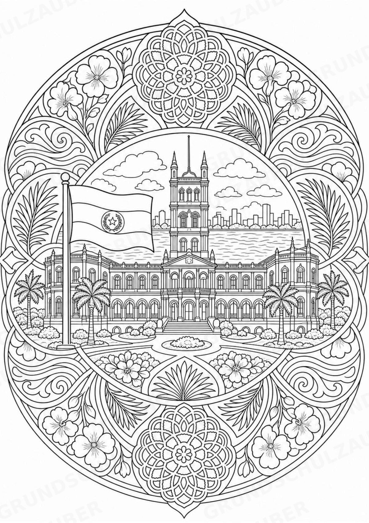 Paraguay Mandalas Ausmalbilder – Länder und Kulturen – 15 Malvorlagen – Materialseite 3