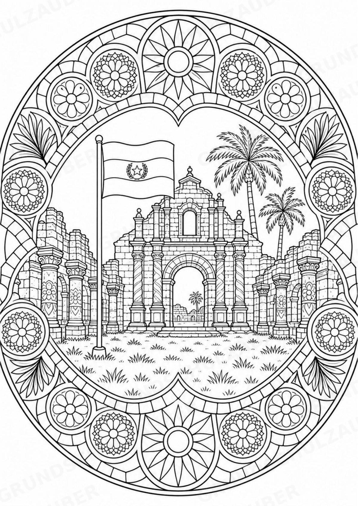 Paraguay Mandalas Ausmalbilder – Länder und Kulturen – 15 Malvorlagen – Materialseite 16