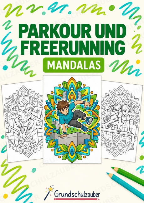 Parkour & Freerunning Mandalas Ausmalbilder – Allgemeine Themen – 15 Malvorlagen – Cover