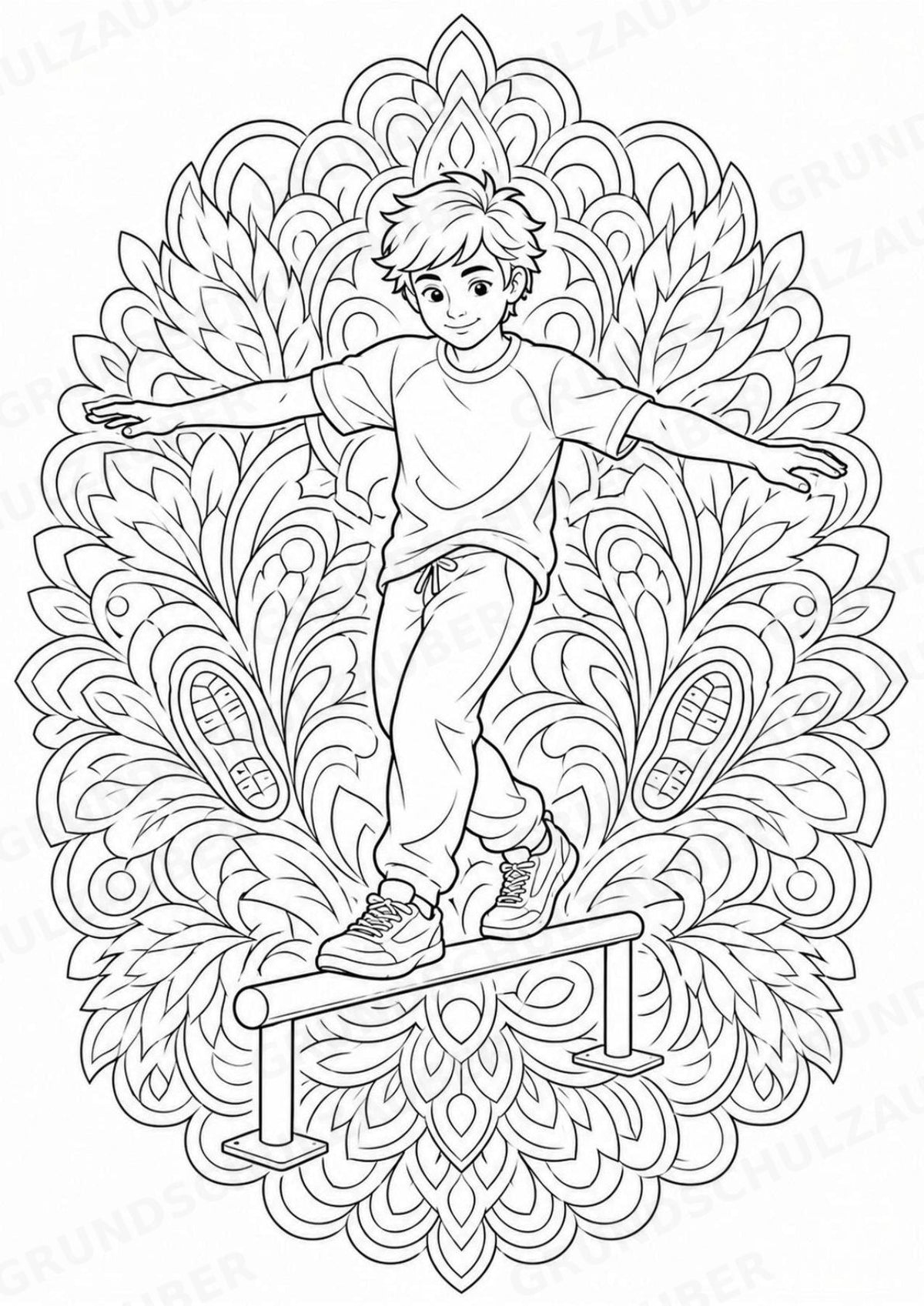 Parkour & Freerunning Mandalas Ausmalbilder – Allgemeine Themen – 15 Malvorlagen – Materialseite 6