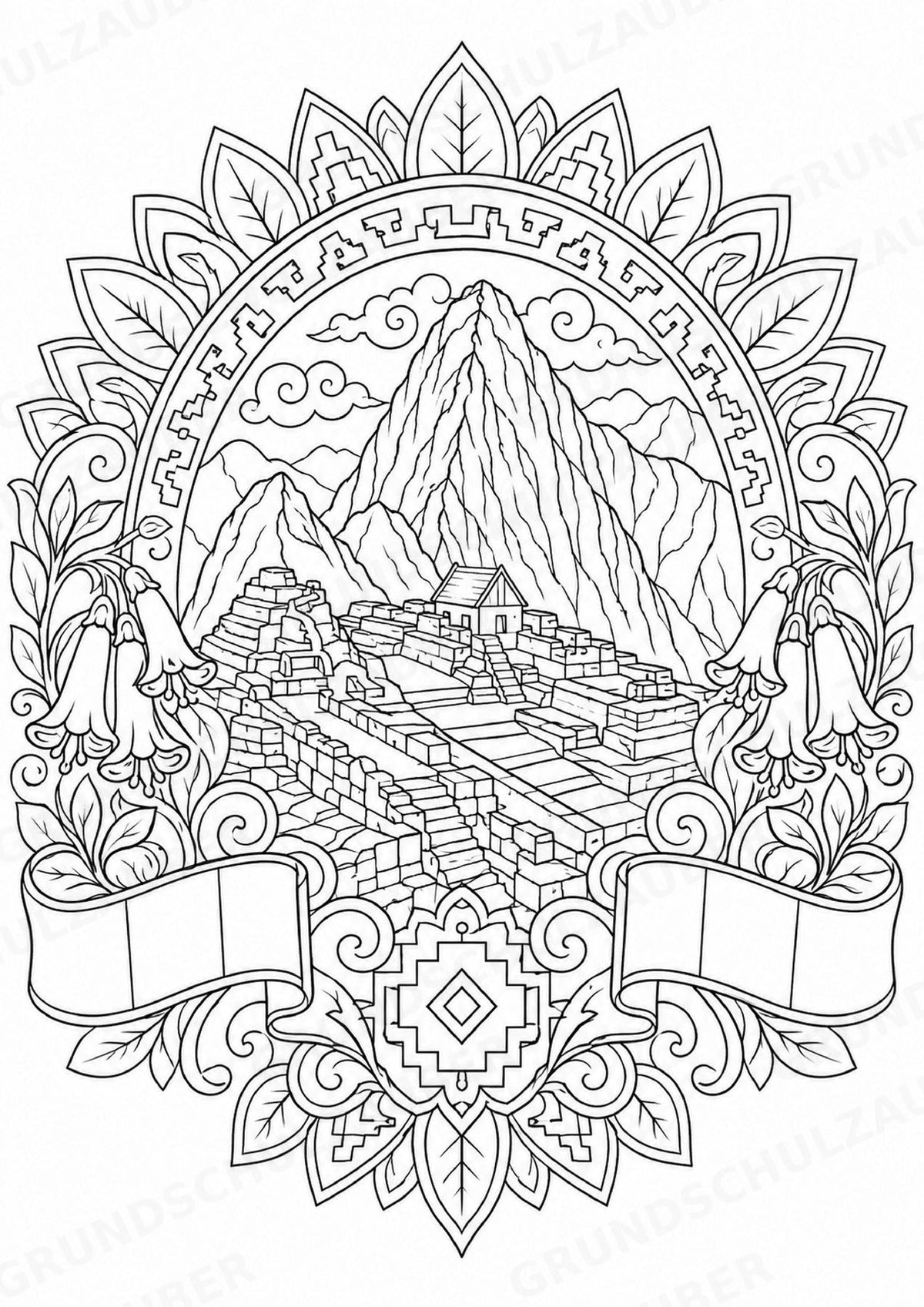 Peru Mandalas Ausmalbilder – Länder und Kulturen – 15 Malvorlagen – Materialseite 2