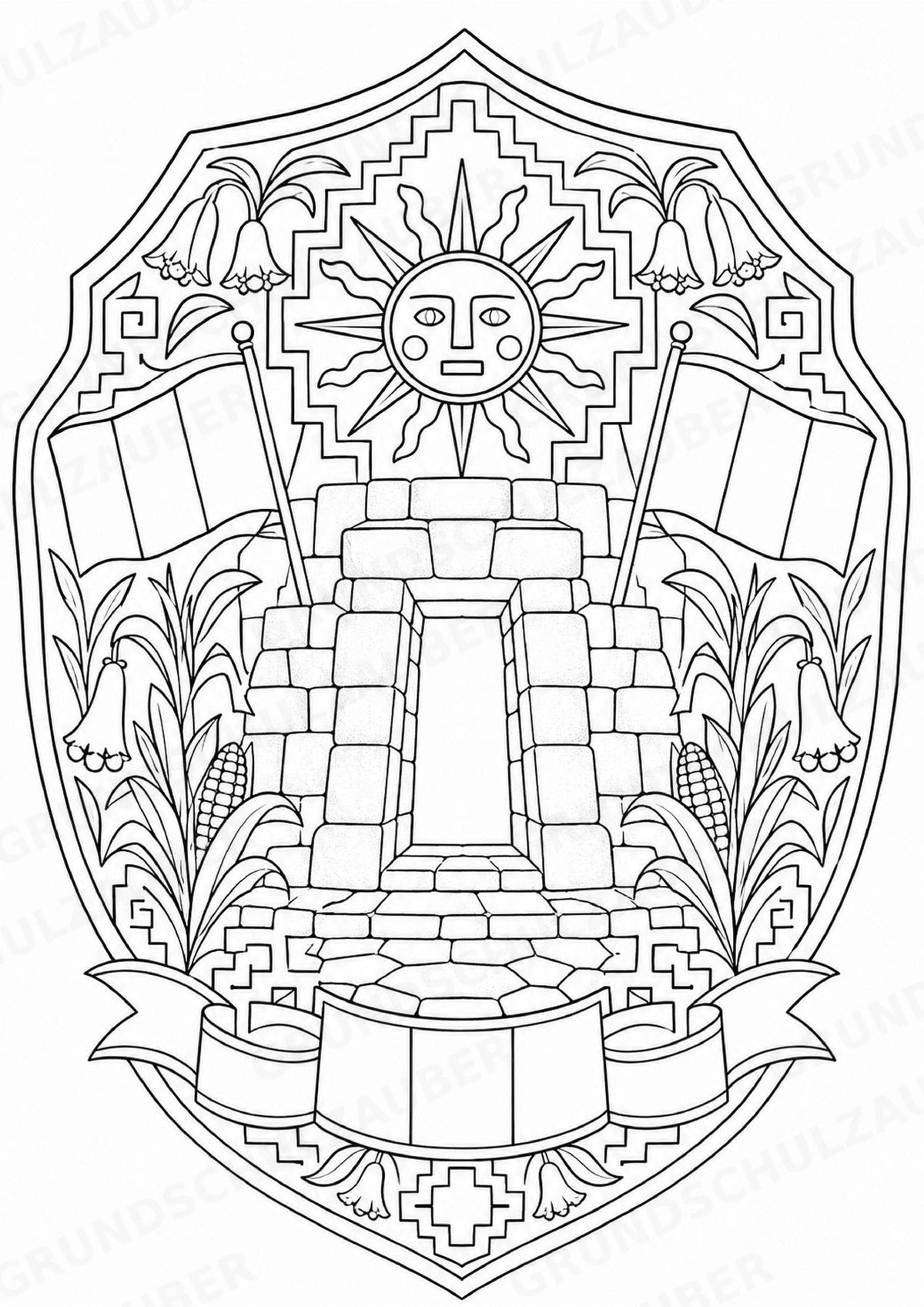 Peru Mandalas Ausmalbilder – Länder und Kulturen – 15 Malvorlagen – Materialseite 5