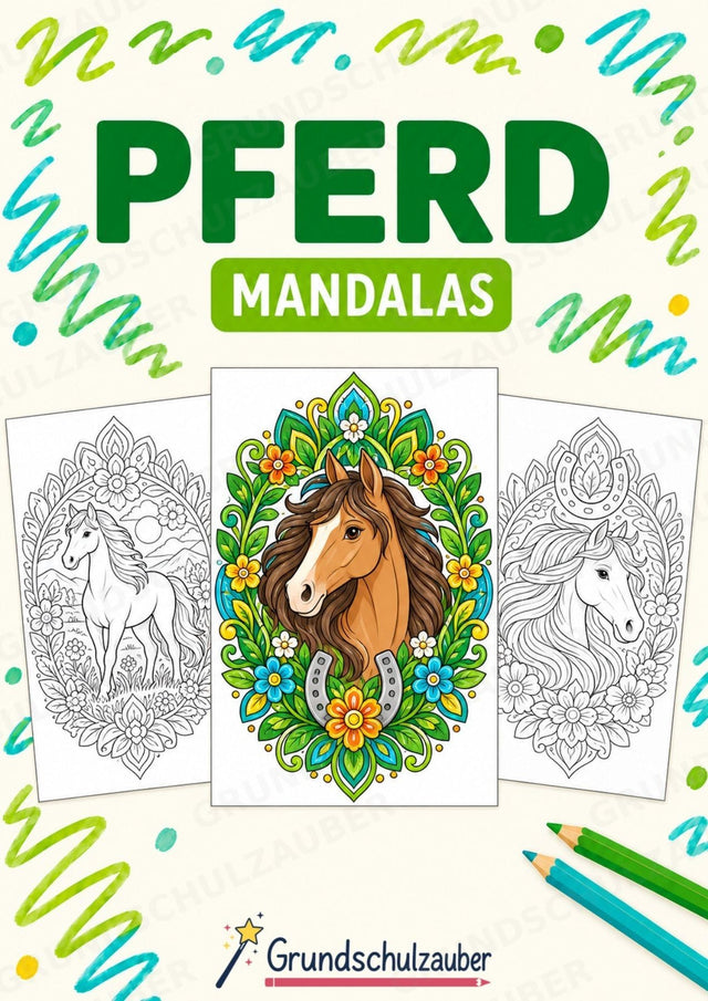 Pferd Mandalas Ausmalbilder – Tiere – 15 Malvorlagen – Cover