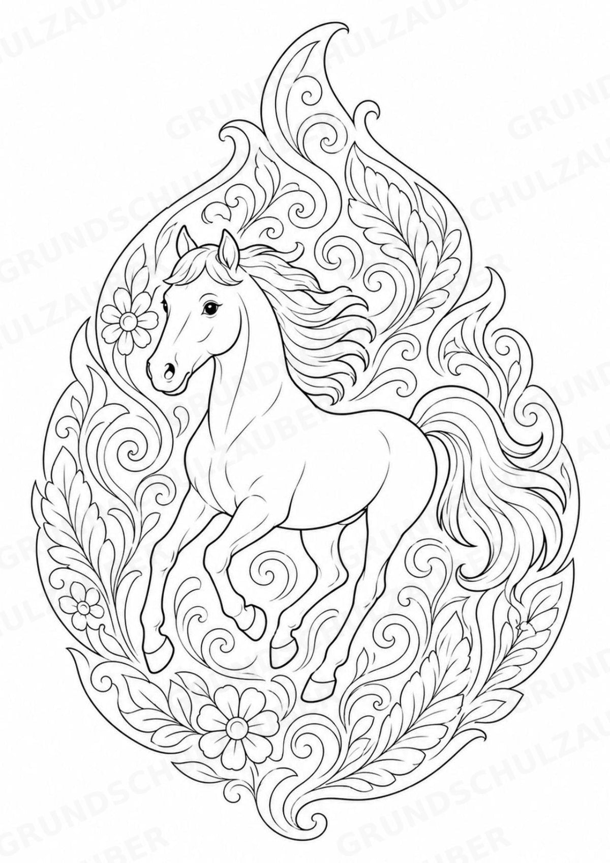 Pferd Mandalas Ausmalbilder – Tiere – 15 Malvorlagen – Materialseite 3