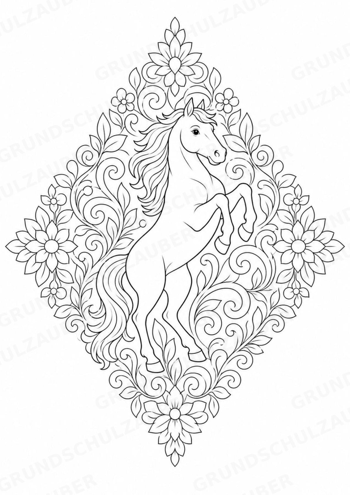 Pferd Mandalas Ausmalbilder – Tiere – 15 Malvorlagen – Materialseite 10