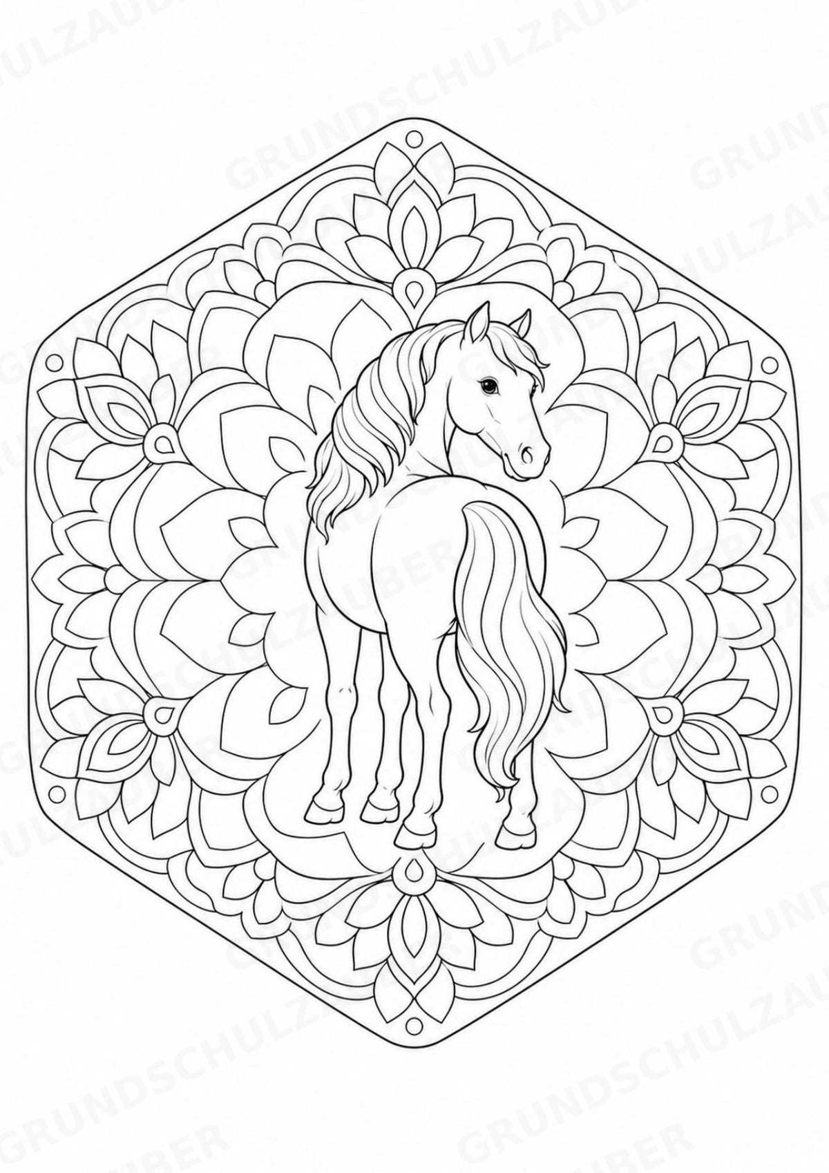 Pferd Mandalas Ausmalbilder – Tiere – 15 Malvorlagen – Materialseite 11