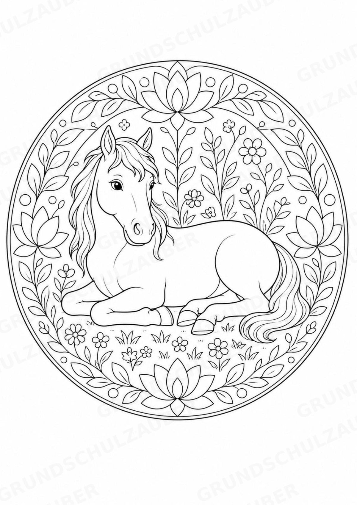 Pferd Mandalas Ausmalbilder – Tiere – 15 Malvorlagen – Materialseite 12