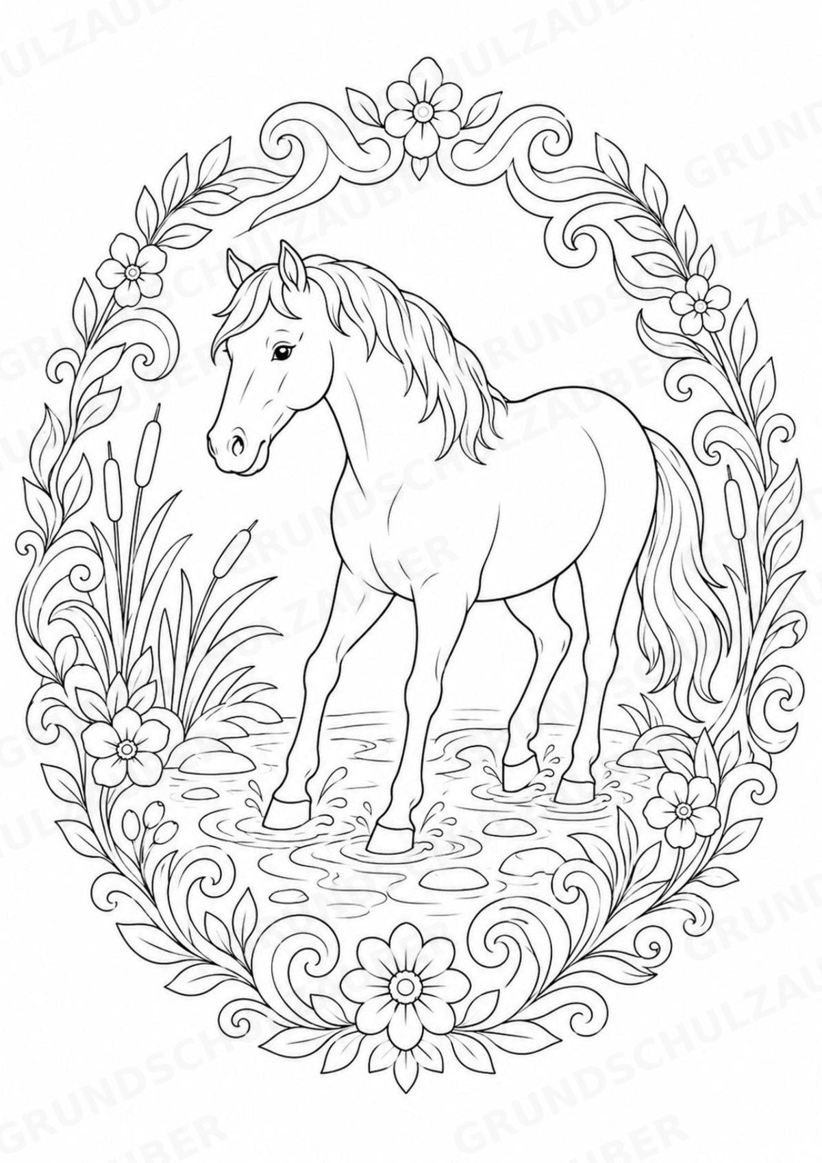 Pferd Mandalas Ausmalbilder – Tiere – 15 Malvorlagen – Materialseite 16