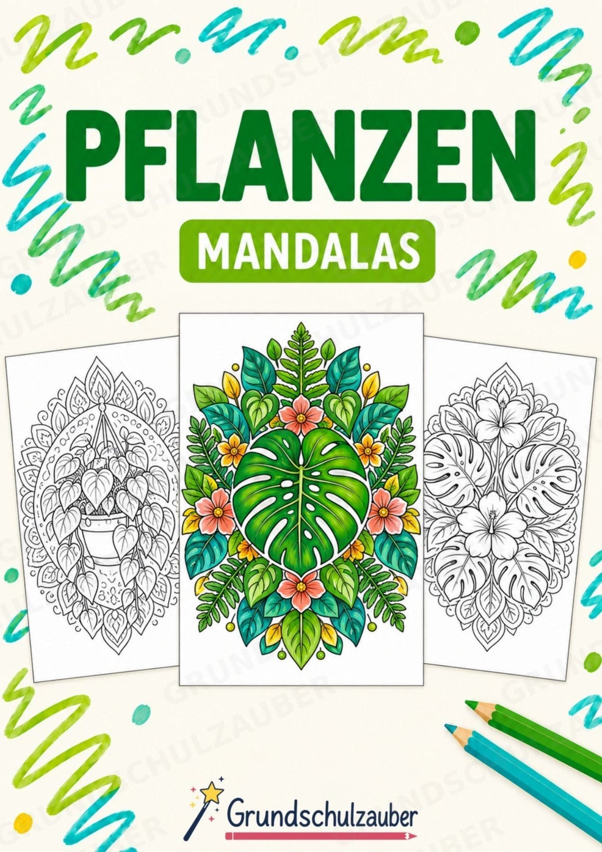 Pflanzen Mandalas Ausmalbilder – Natur und Pflanzen – 15 Malvorlagen – Cover