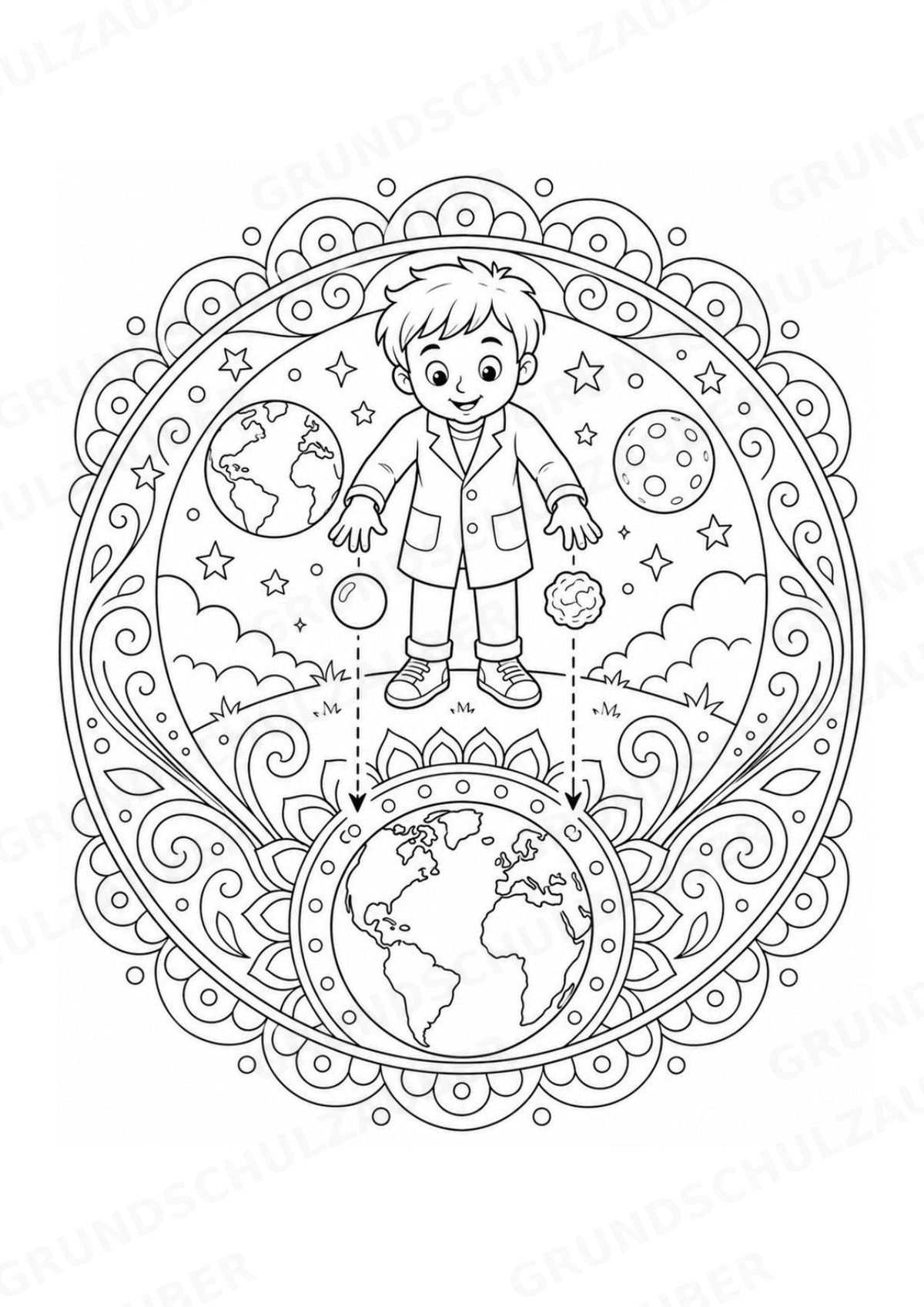 Physik Mandalas Ausmalbilder – Allgemeine Themen – 15 Malvorlagen – Materialseite 9