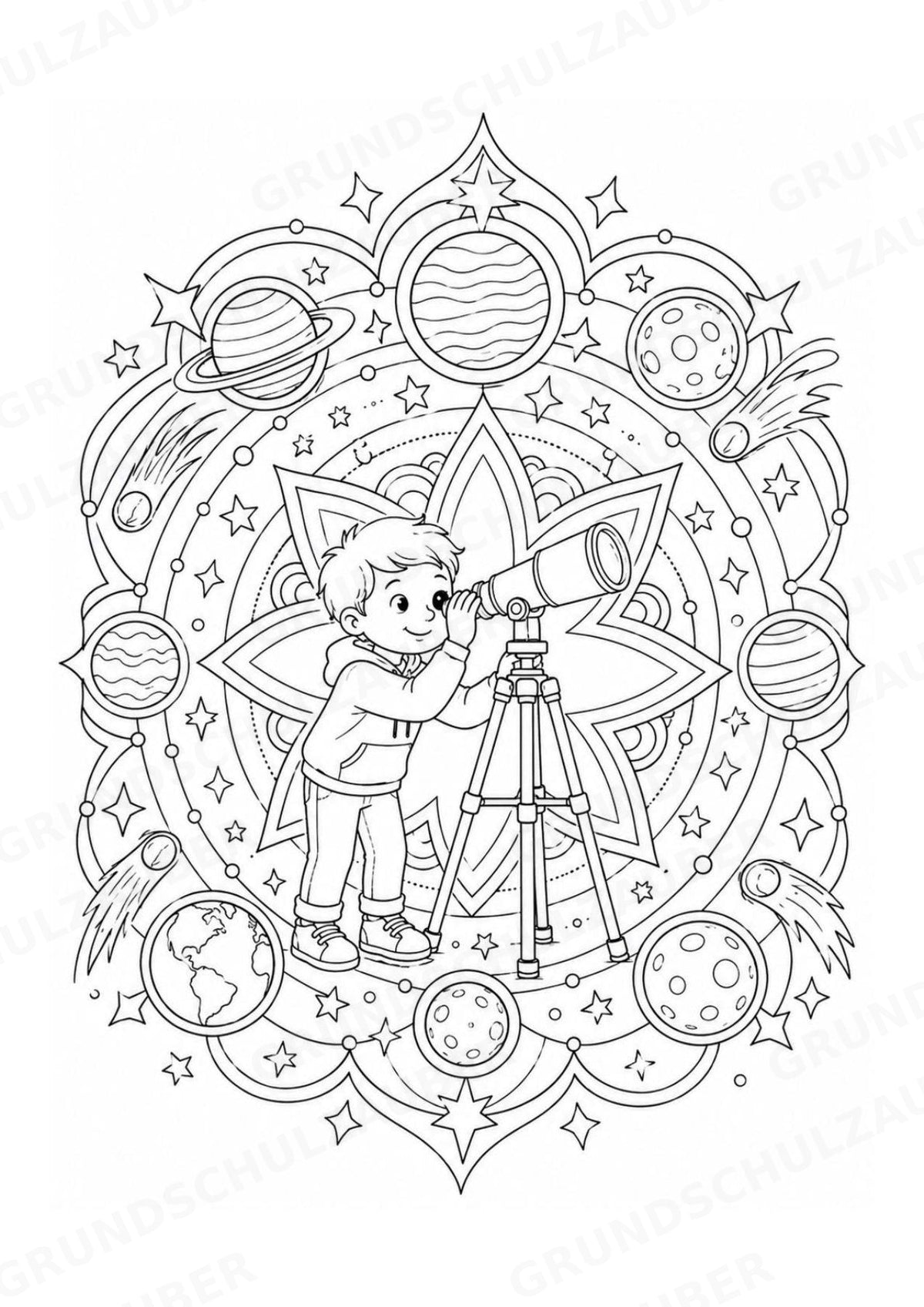 Physik Mandalas Ausmalbilder – Allgemeine Themen – 15 Malvorlagen – Materialseite 10
